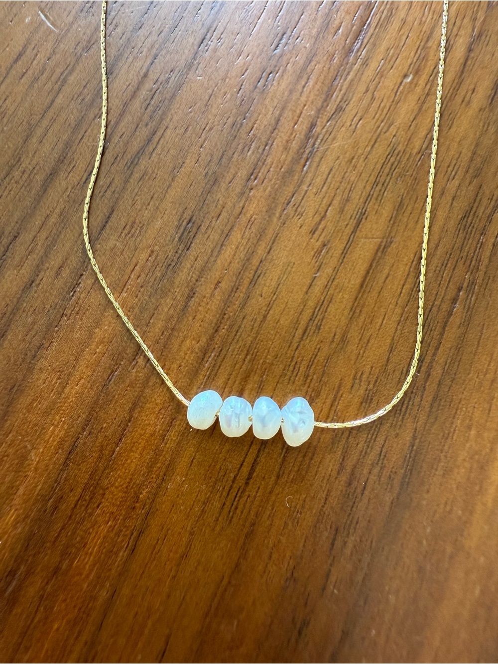 NWT Salty Cali - 18k Gold Plated Delicate Chain Pearl Necklace - Waterproof - Picture 3 of 8